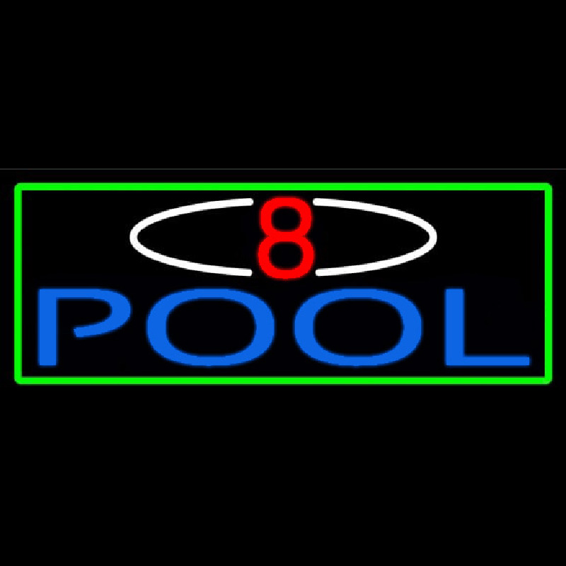 8 Pool With Green Border Neon Sign