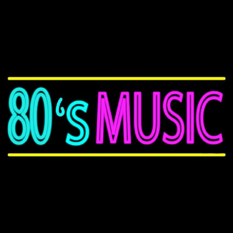 80s Music With Line Neon Sign
