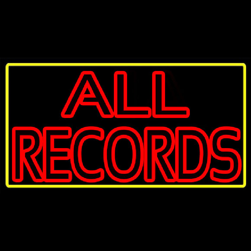 All Records Yellow Border Neon Sign