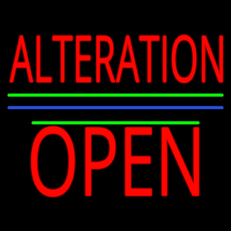 Alteration Block Open Green Line Neon Sign
