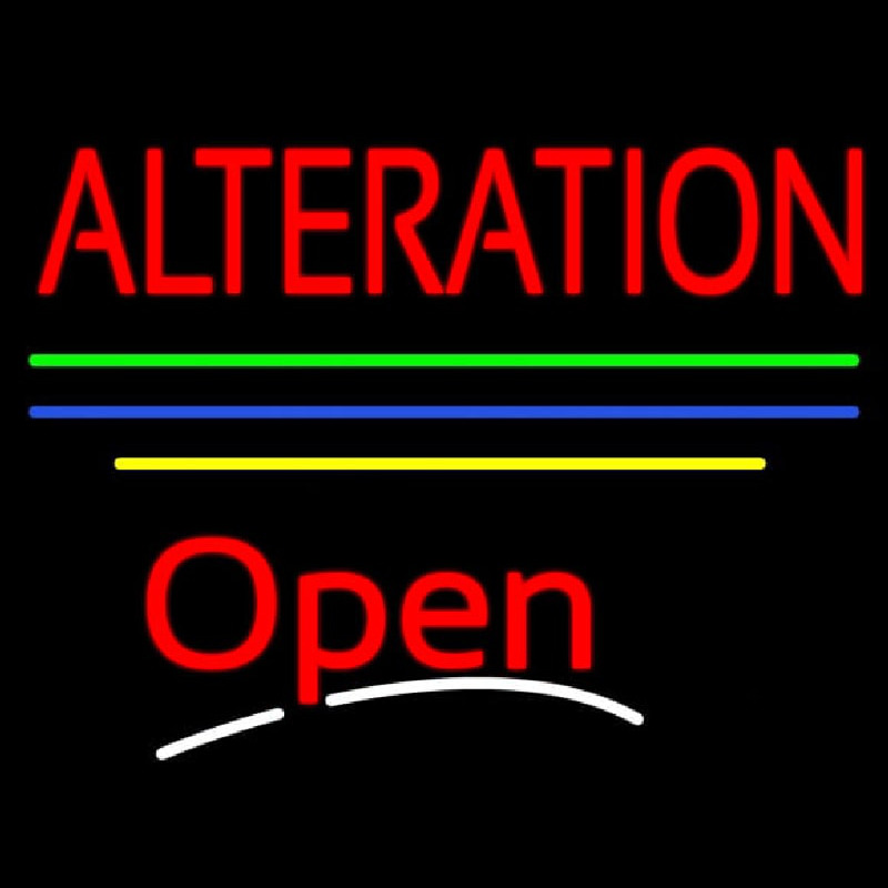 Alteration Open Yellow Line Neon Sign