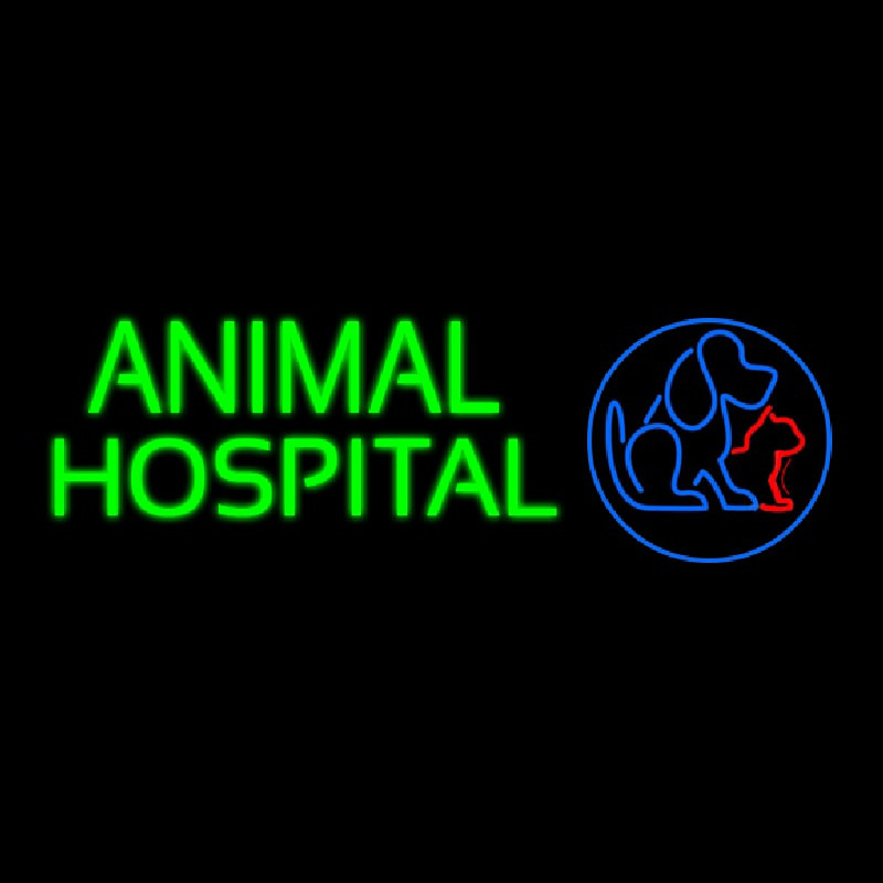 Animal Hospital Dog Cat Logo Veterinary Neon Sign