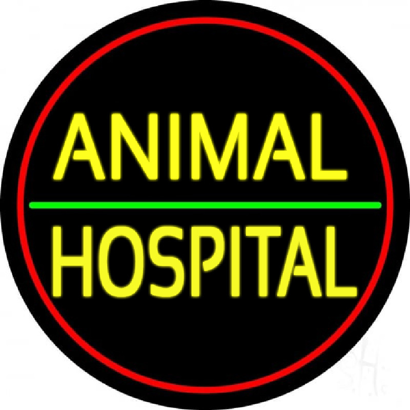 Animal Hospital Red Circle Neon Sign