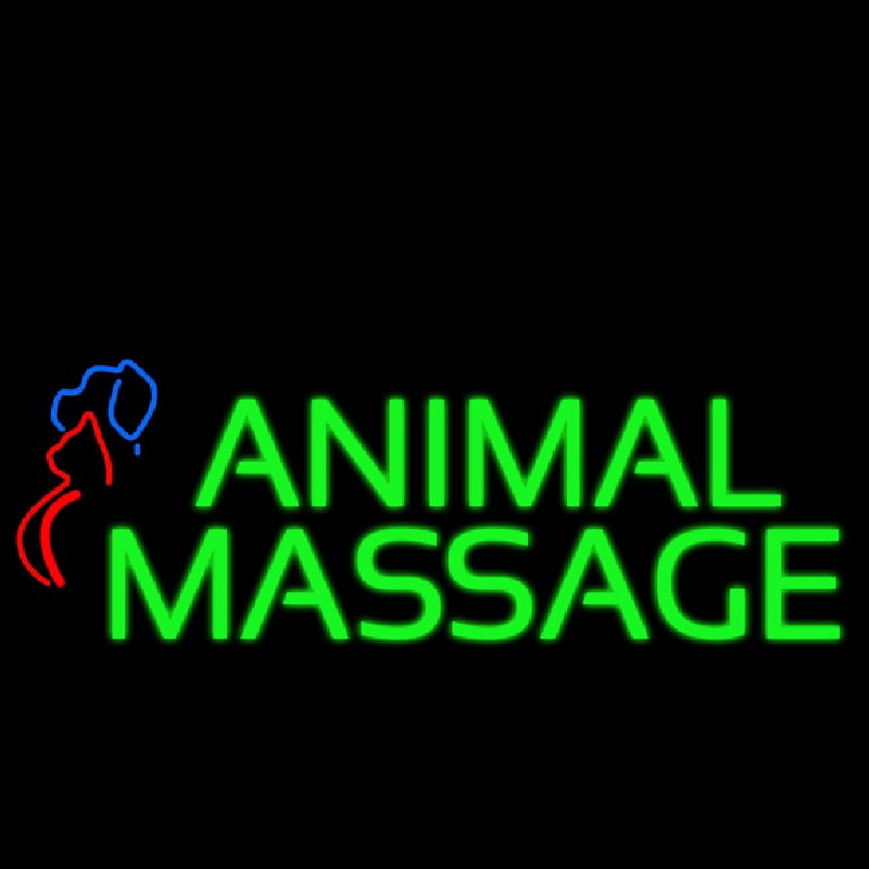 Animal Massage Dog Cat Logo Neon Sign