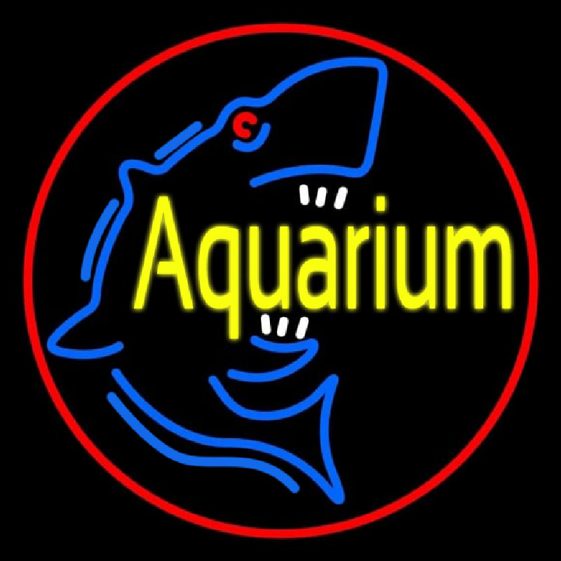 Aquarium Shark Logo Red Circle Neon Sign