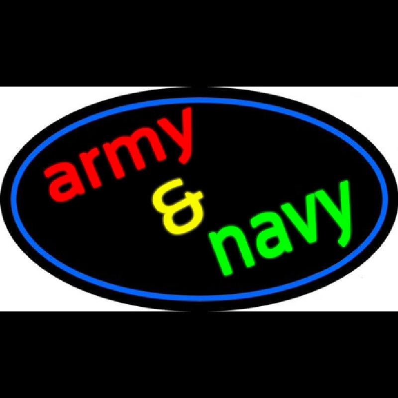 Army And Navy With Blue Round Neon Sign