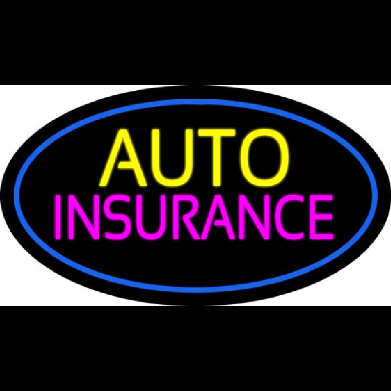 Auto Insurance Blue Oval Neon Sign