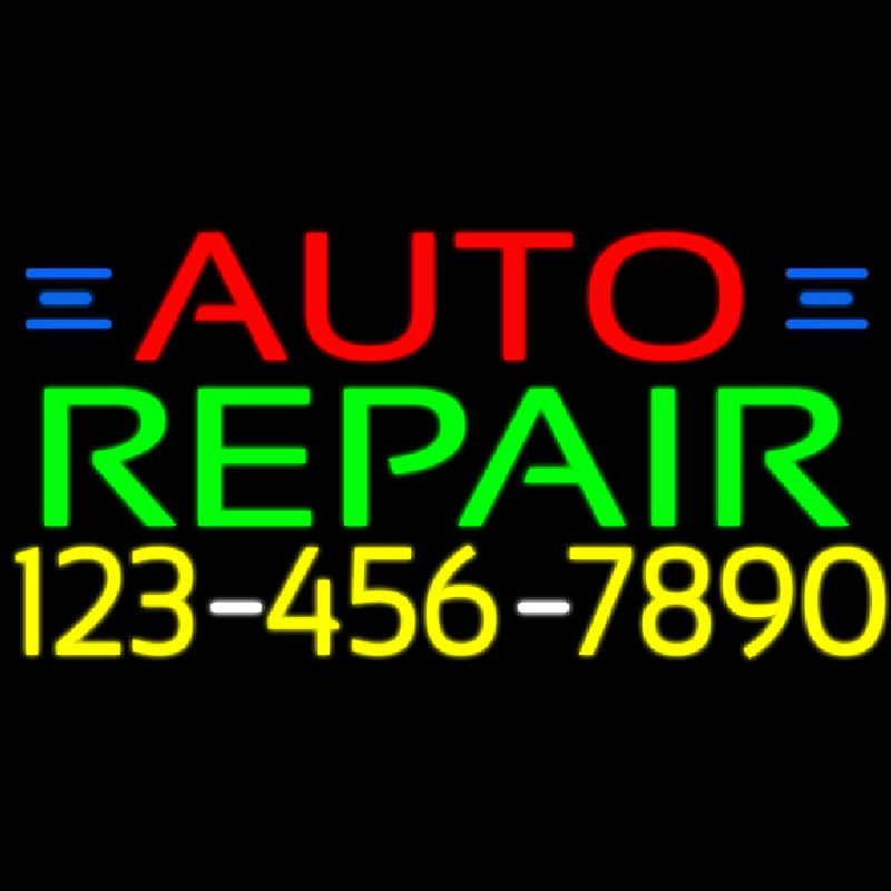 Auto Repair With Phone Number Neon Sign