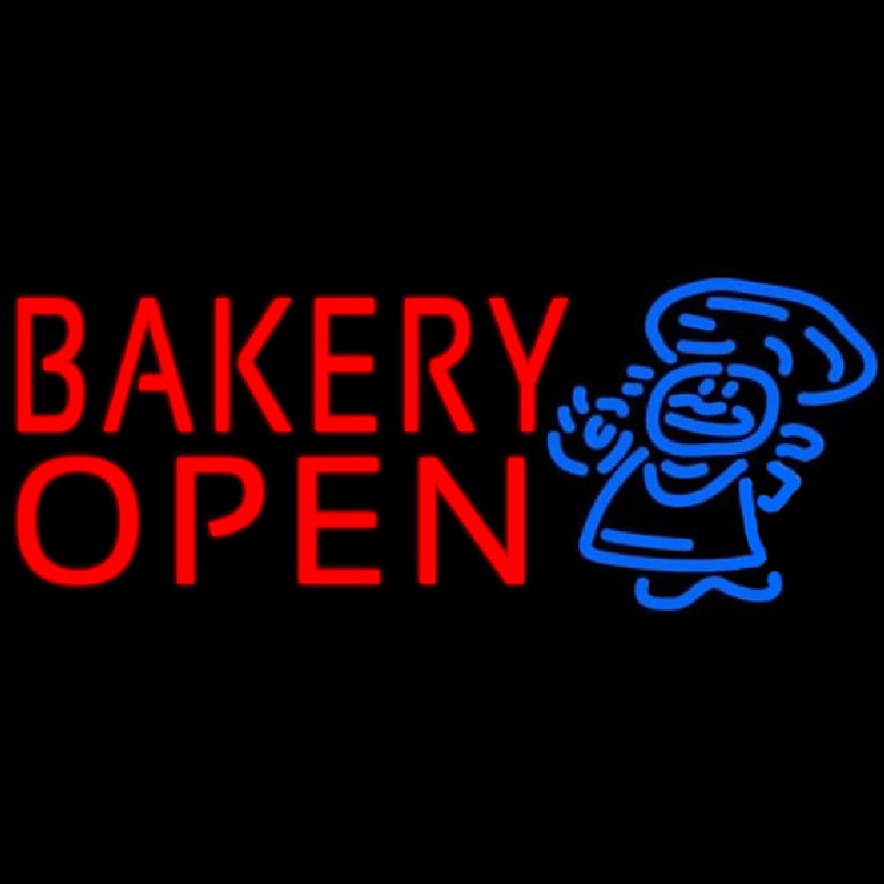 Bakery Open With Man Neon Sign