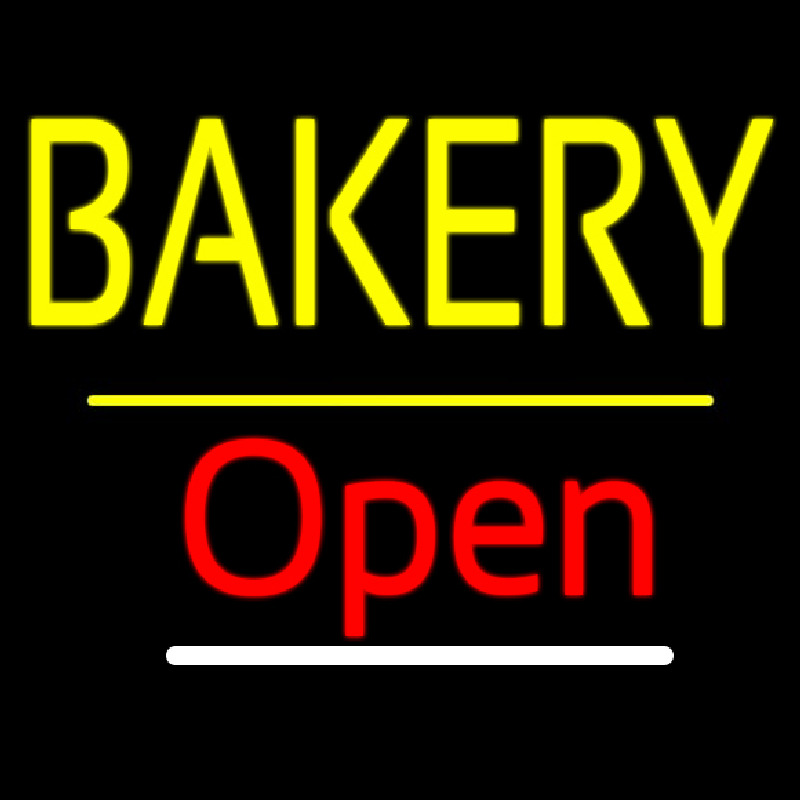 Bakery Open Yellow Line Neon Sign
