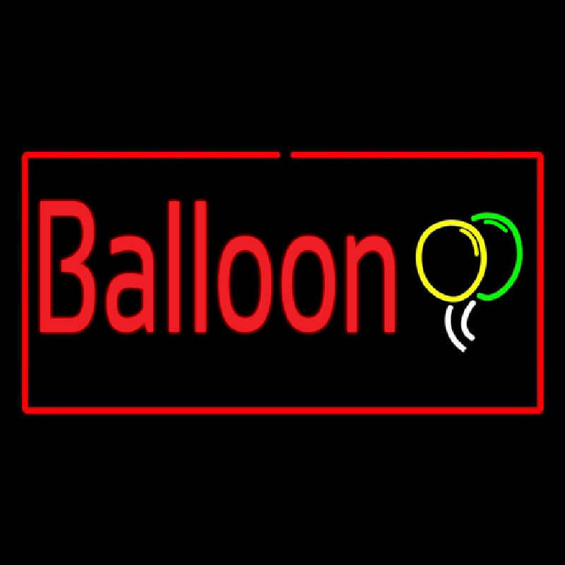 Balloon Rectangle Red Neon Sign