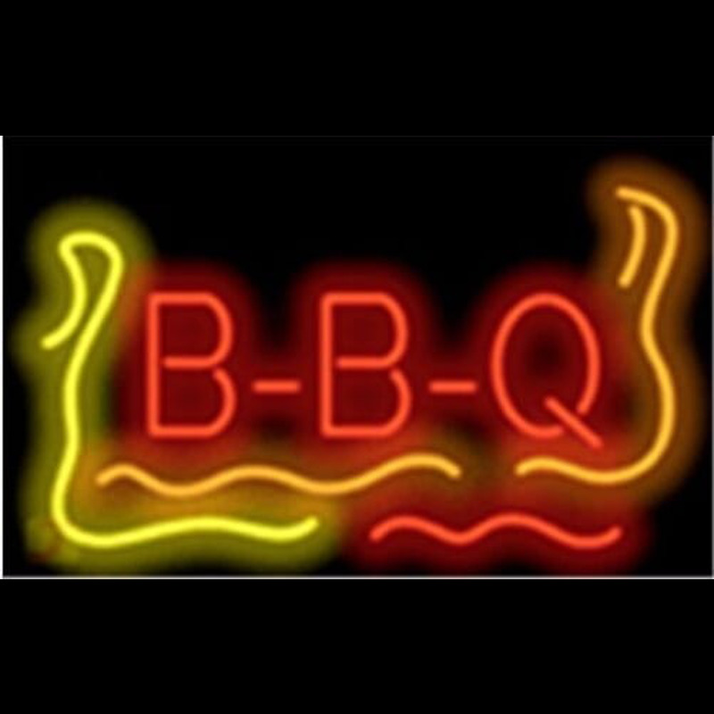 Bbq Flame Barbeque Restaurant Neon Sign