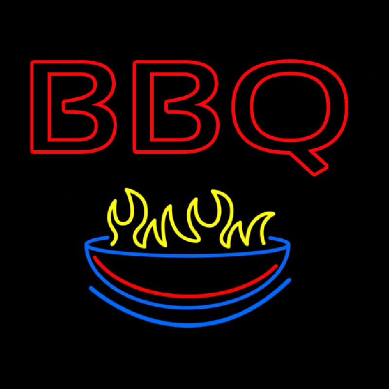 Bbq With Bowl Neon Sign