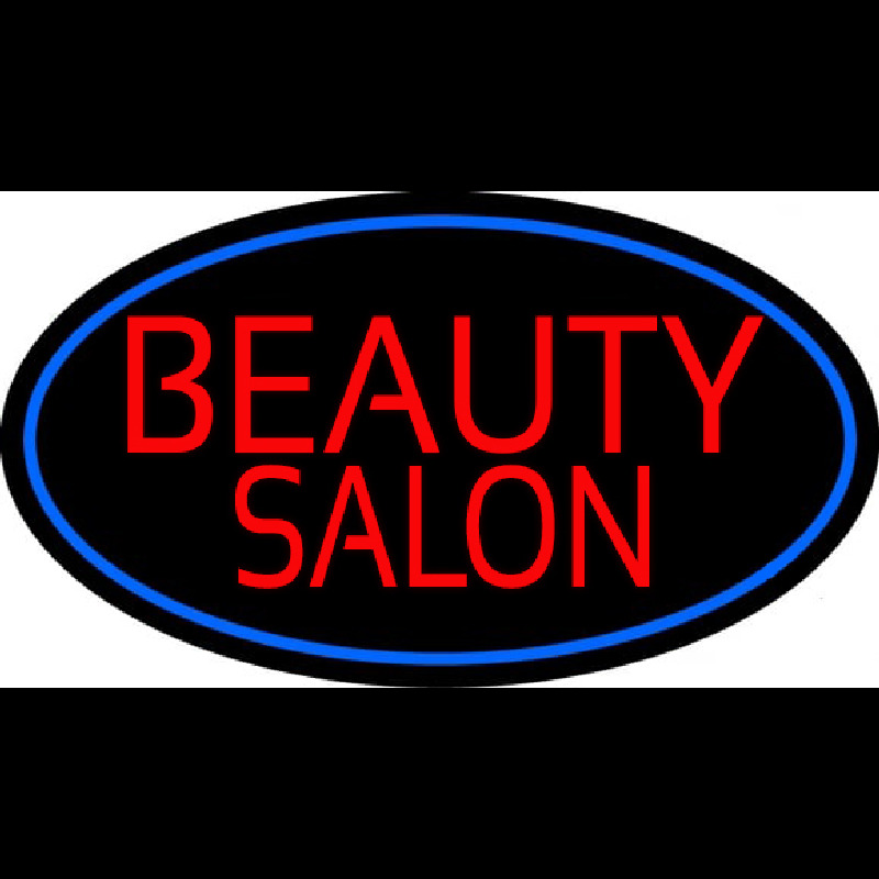 Beauty Salon Oval With Blue Border Neon Sign