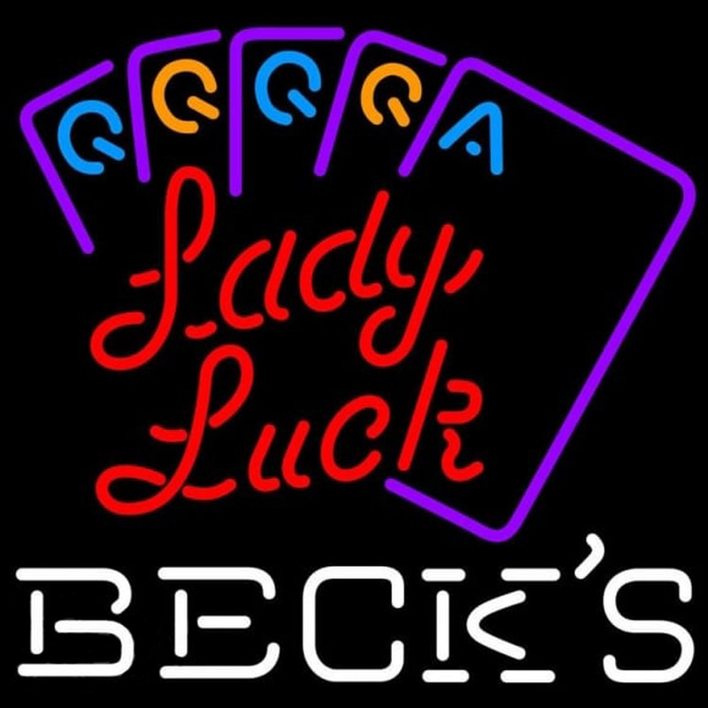 Becks Poker Lady Luck Series Beer Sign Neon Sign