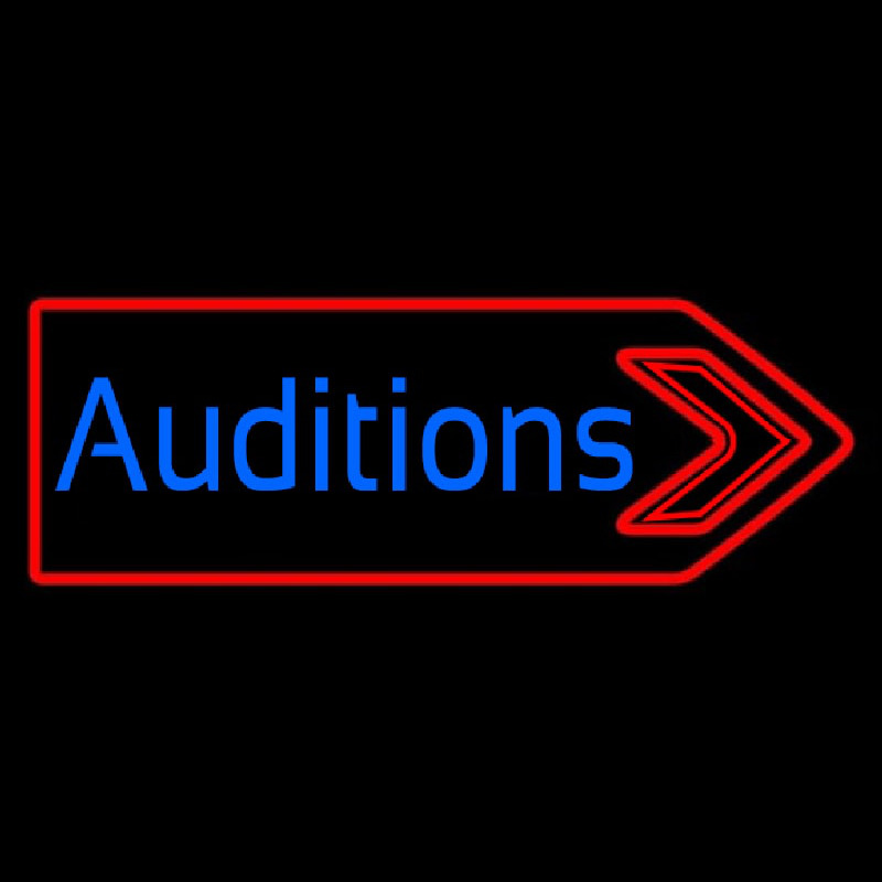 Blue Auditions With Arrow Neon Sign