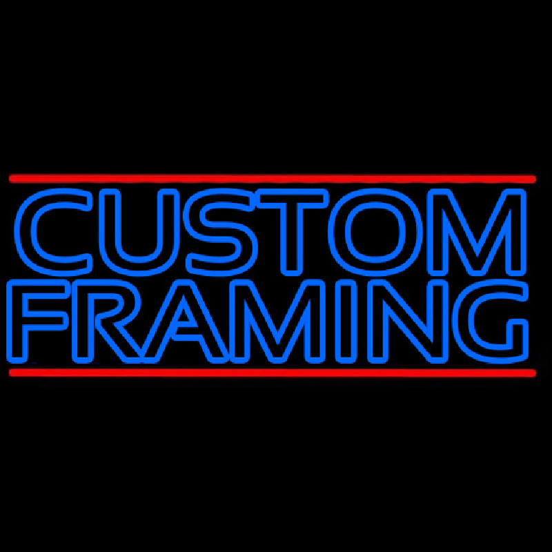 Blue Custom Framing With Red Lines Neon Sign