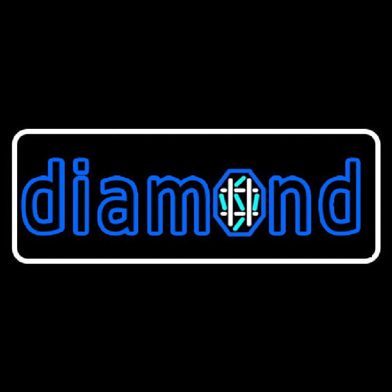 Blue Diamond White Border Neon Sign