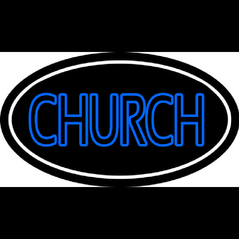 Blue Double Stroke Church Neon Sign