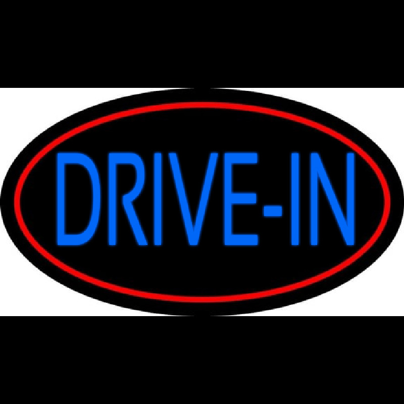 Blue Drive In With Red Border Neon Sign