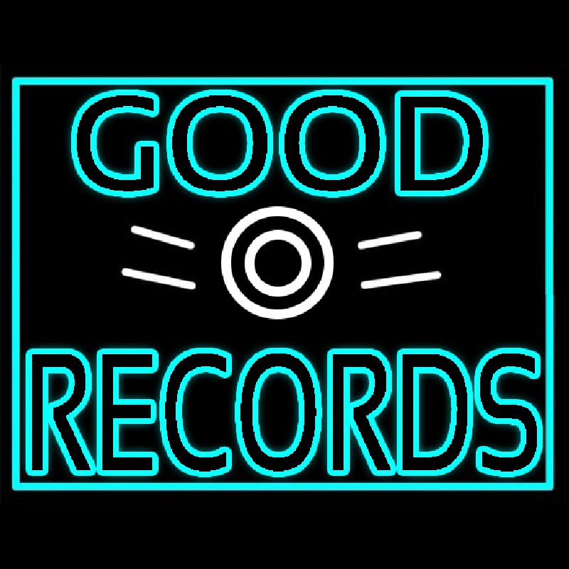 Blue Good Records Border Neon Sign