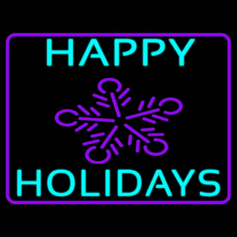 Blue Happy Holidays Neon Sign