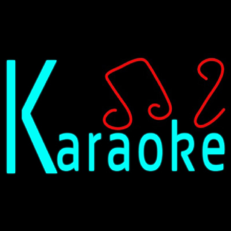 Blue Karaoke Red Musical Note Neon Sign