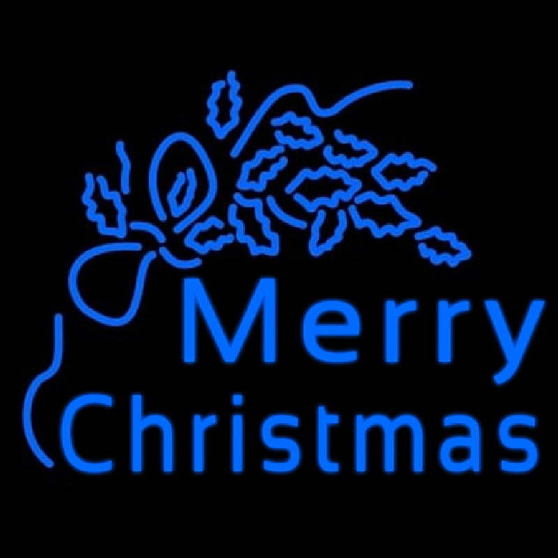 Blue Merry Christmas Neon Sign