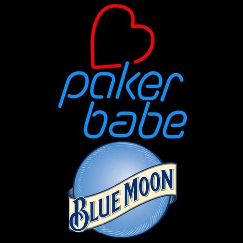 Blue Moon Poker Girl Heart Babe Beer Sign Neon Sign