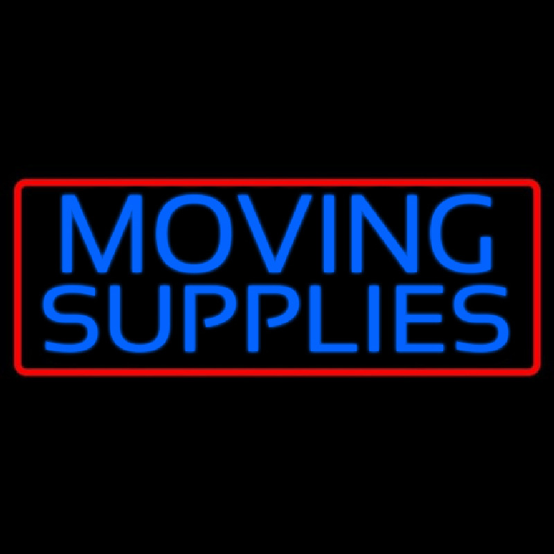 Blue Moving Supplies With Border Neon Sign