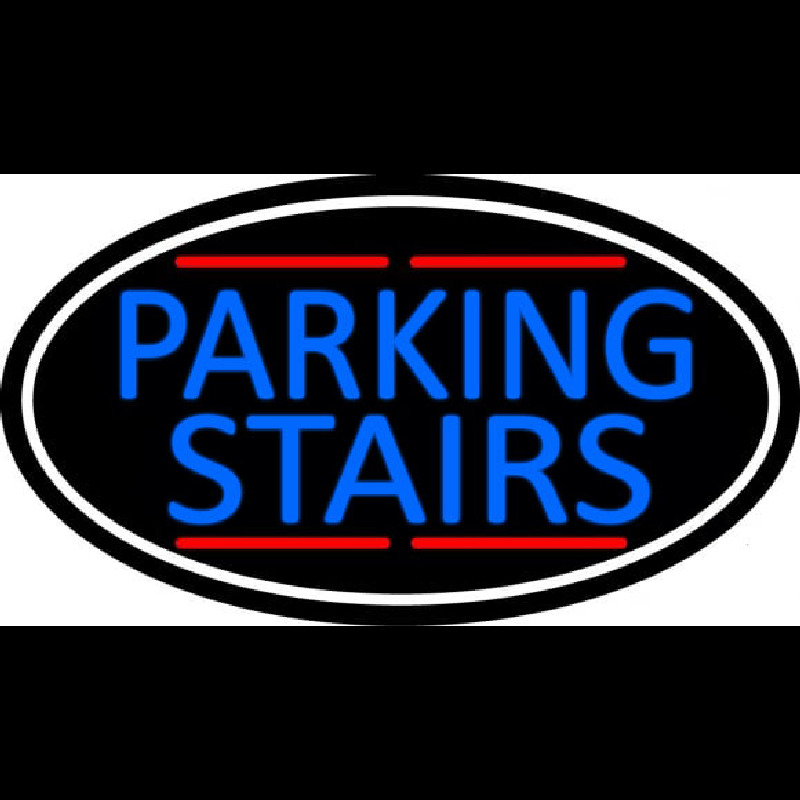 Blue Parking Stairs Oval With White Border Neon Sign