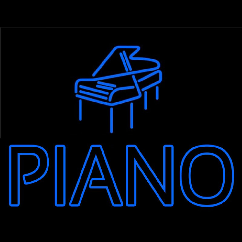 Blue Piano With Logo Neon Sign