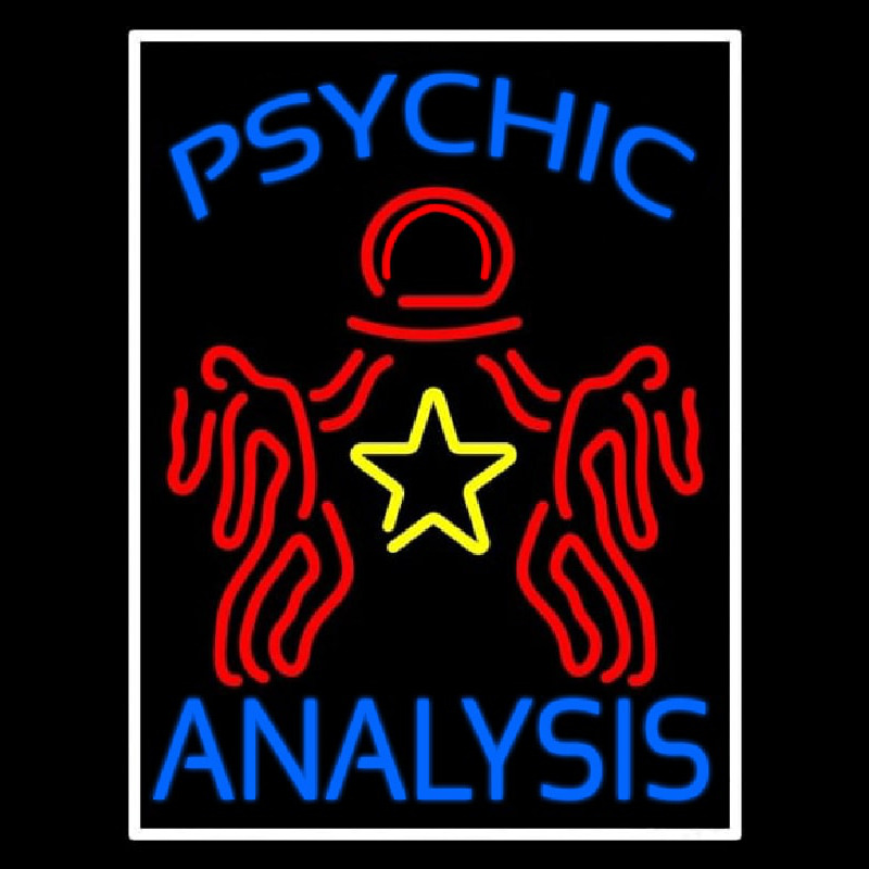 Blue Psychic Analysis With Logo Neon Sign