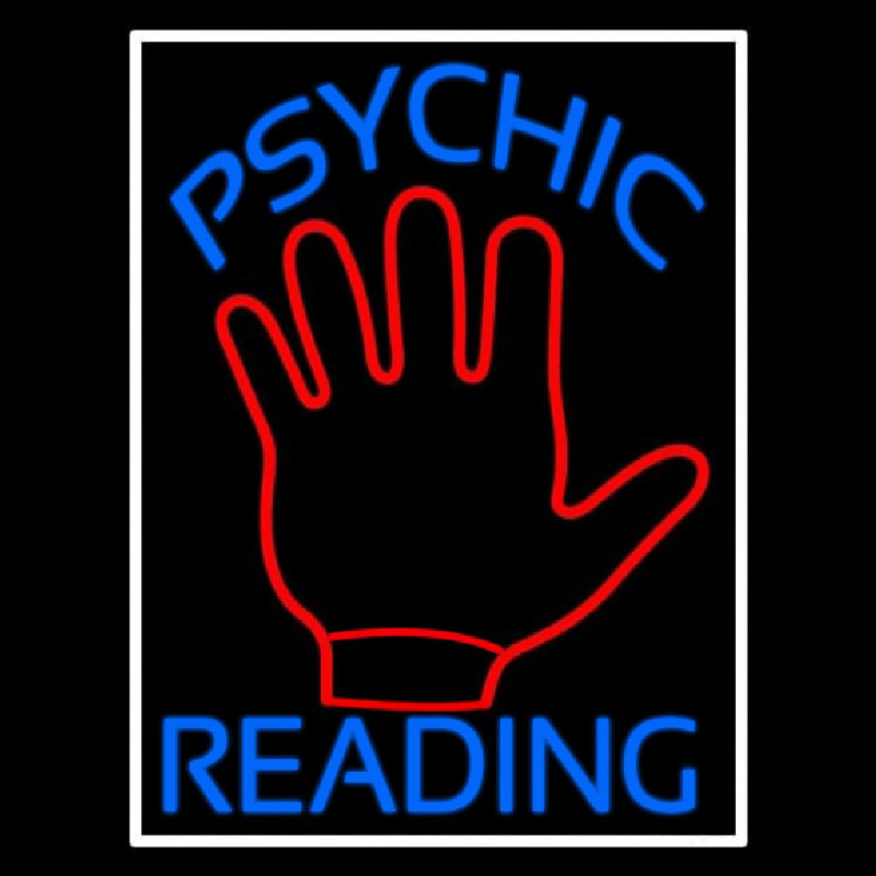 Blue Psychic Reading With White Border Neon Sign