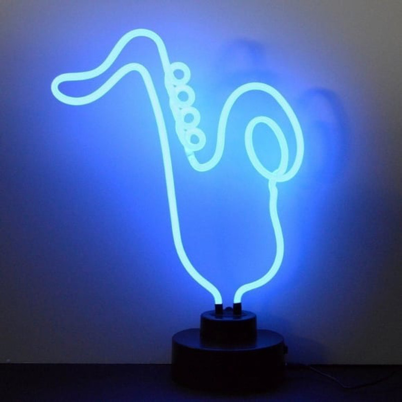 Blue Saxophone Desktop Neon Sign