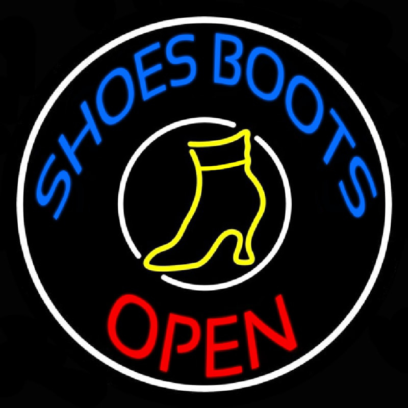 Blue Shoes Boots Open Neon Sign