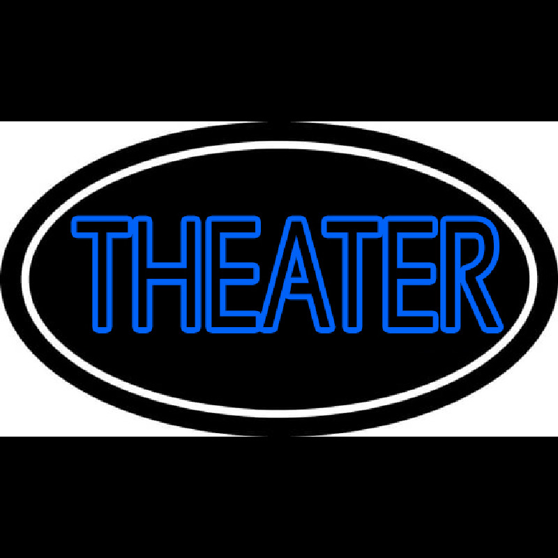 Blue Theatre White Border Neon Sign