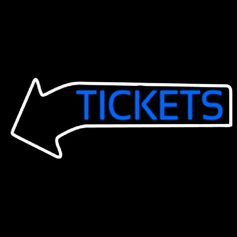 Blue Tickets With Arrow Neon Sign