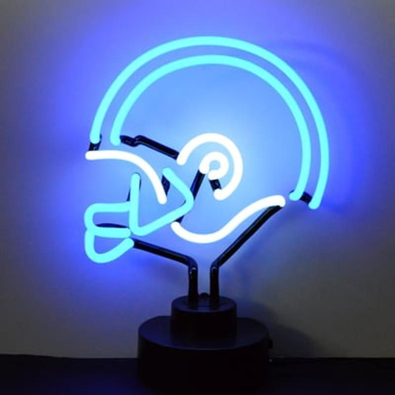 Blue White Football Helmet Desktop Neon Sign