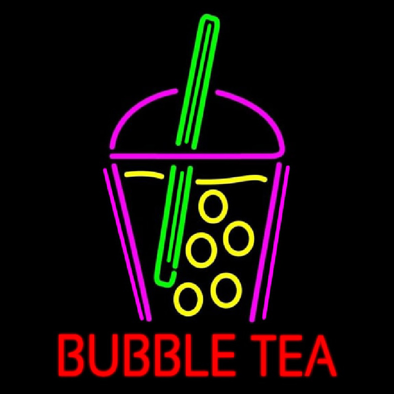 Bubble Tea With Glass Neon Sign