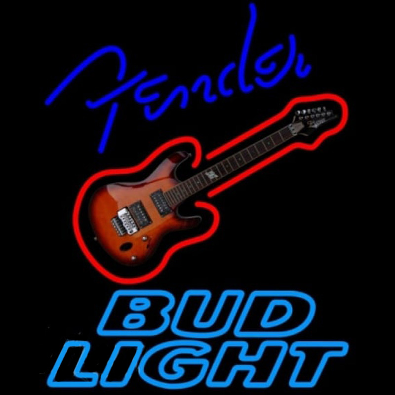 Bud Light Fender Blue Red Guitar Beer Sign Neon Sign