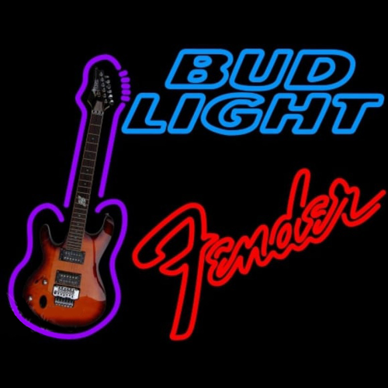 Bud Light Fender Red Guitar Beer Sign Neon Sign