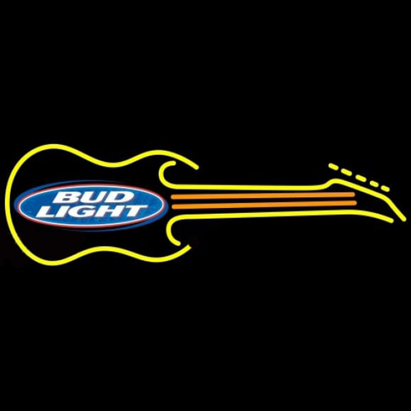 Bud Light Guitar Yellow Orange Beer Sign Neon Sign