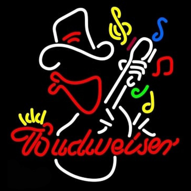 Budweiser Cowboy Guitar Neon Sign