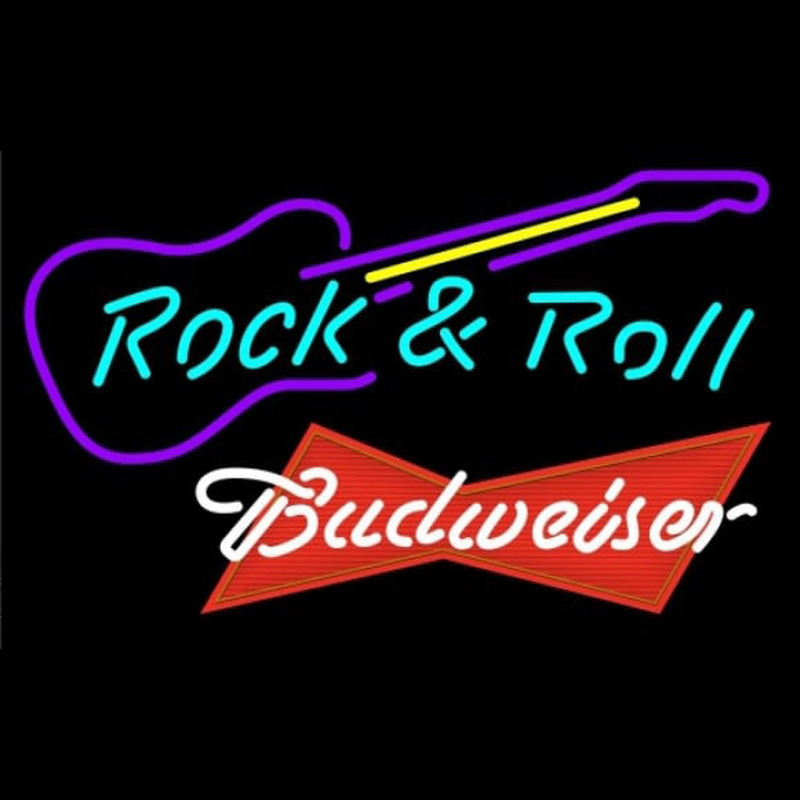 Budweiser Red Rock N Roll Guitar Beer Sign Neon Sign