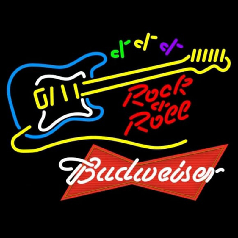 Budweiser Red Rock N Roll Yellow Guitar Beer Sign Neon Sign