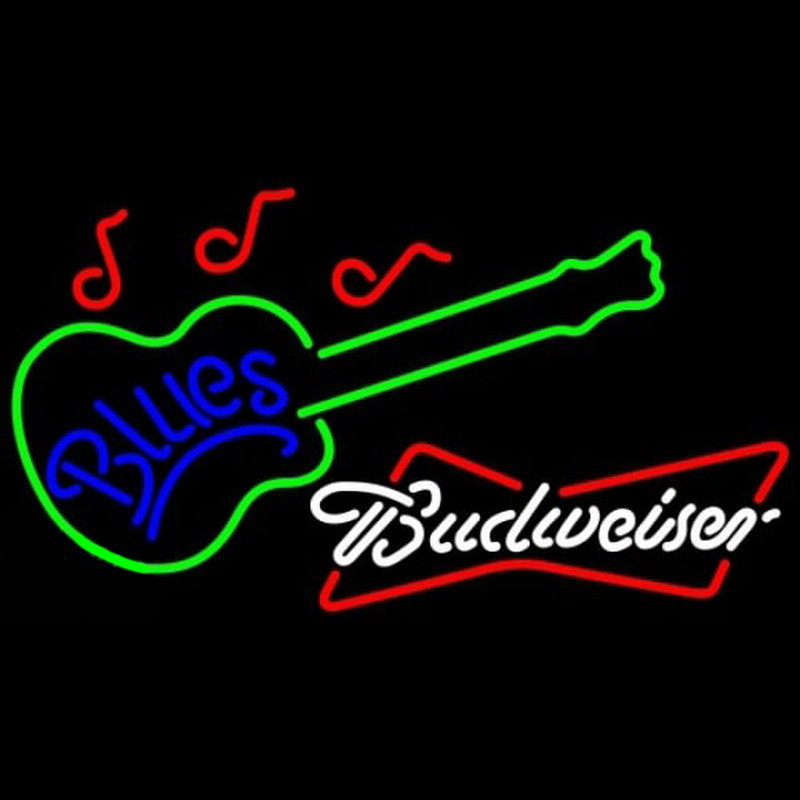 Budweiser White Blues Guitar Beer Sign Neon Sign