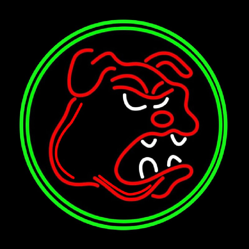 Bull Dog Green Oval Neon Sign