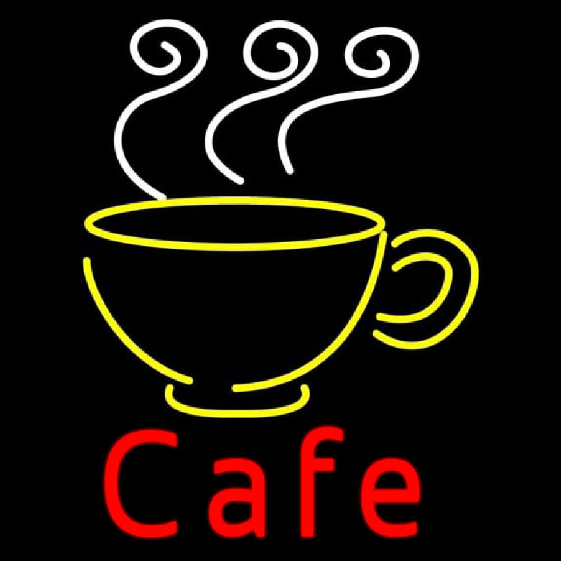 Cafe With Coffee Mug Neon Sign