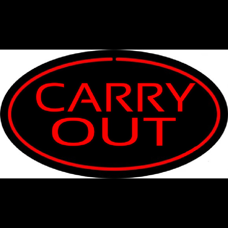 Carry Out Oval Red Neon Sign
